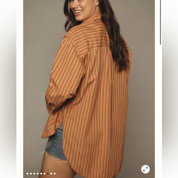 Maeve Orange Striped Button Down Shirt - Picture 3 of 7